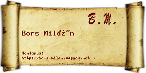 Bors Milán névjegykártya